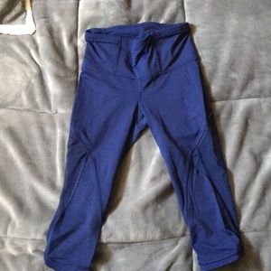 Lululemon Navy Blue Crop with netting on the side